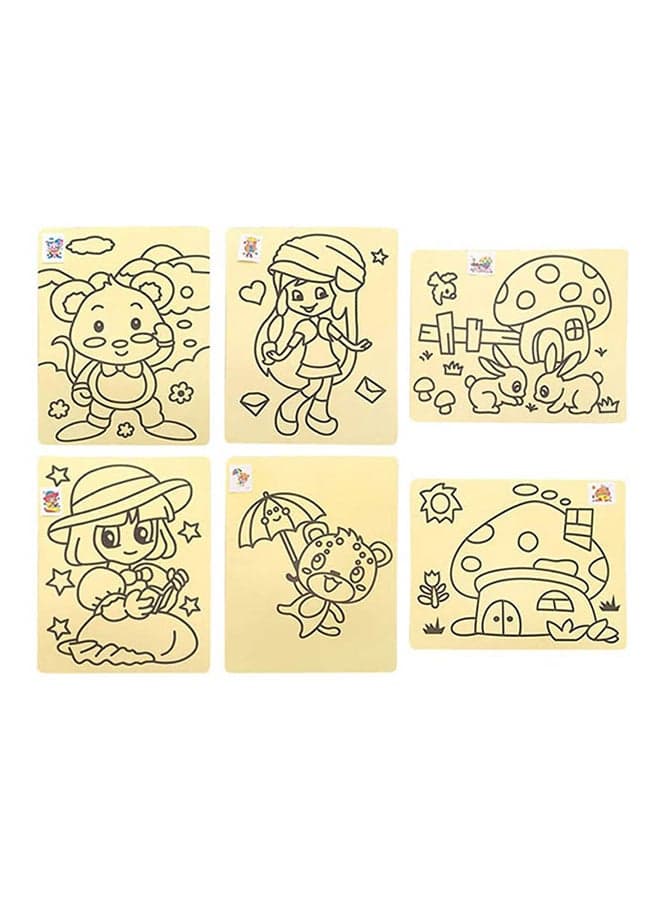 6-Piece Funny DIY Peel and Stick Sand Art Kit 27.5 x 20.5cm