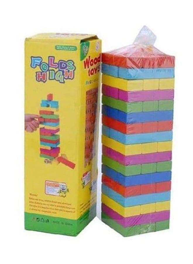 48-Piece Folds High Wood Toy Set Multicolored For Upto 6+ Years Durable And Sturdy