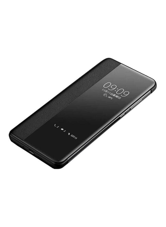 Compatible With Huawei P30 / P30 Pro Case Smart Window View Ultra Slim Flip Auto Sleep/Wake Multifunction Protector Cover (, P30 Pro) Black