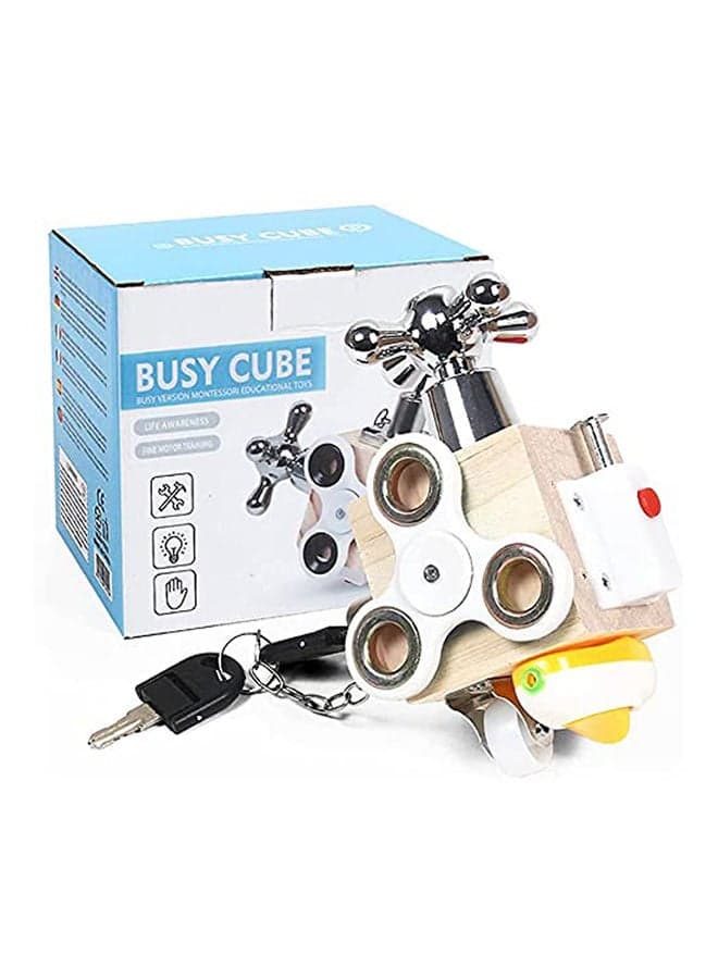 Wooden Busy Board Activity Cube For Toddlers Kids Children