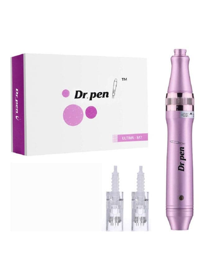 Ultima M7 Derma Pen With 2 Needle Cartridges Purple/White