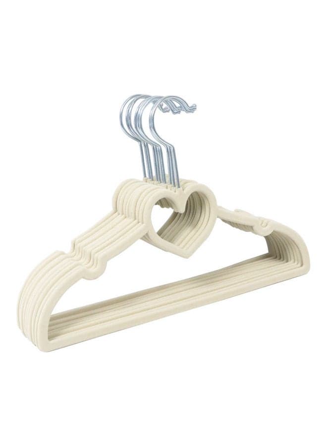 10-Piece Heart Shape Non-Slip Flocking Hangers White