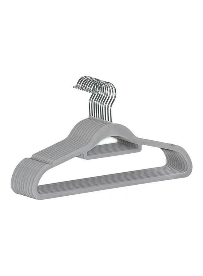10-Piece Non-Slip Flocking Hangers Grey