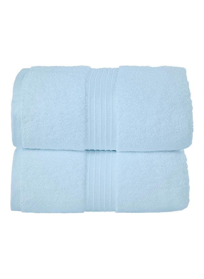 Bliss Casa 2-Piece Bath Sheets, 100% Combed Cotton 550 GSM Superior Quality Towels, Quick Dry Highly Absorbent, Thick, Soft and Hotel Bathroom Towels for Bath and Spa 90x180 cm Light Blue 80x190cm