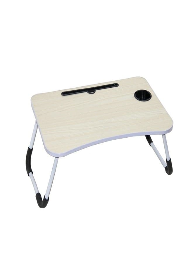 Foldable Laptop Table With Cup Holder Beige Beige 60 x 40cm