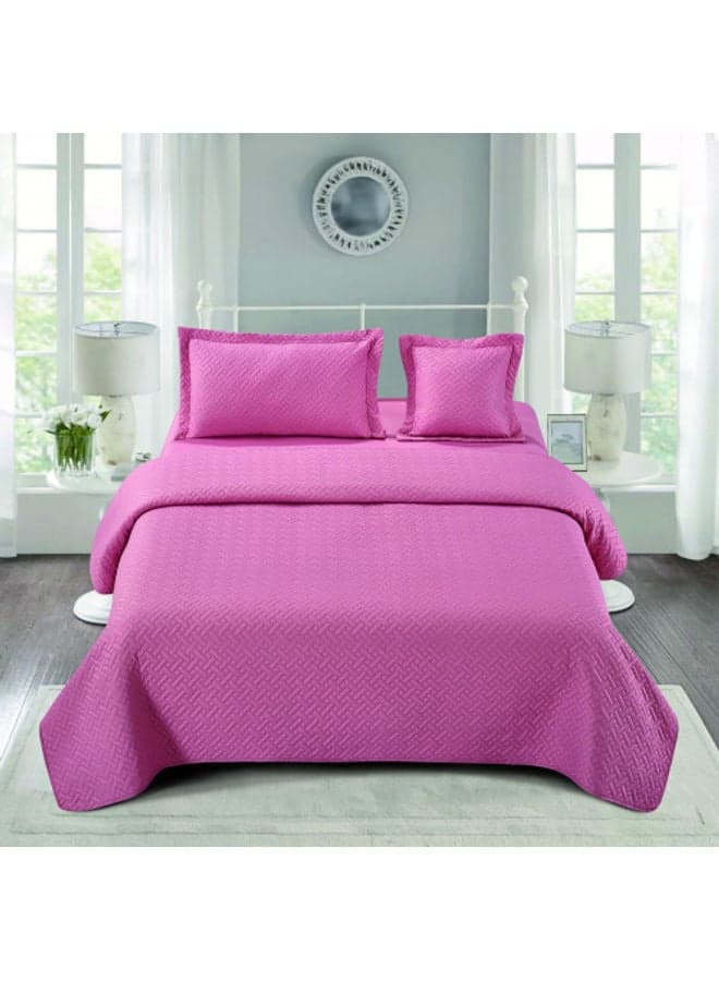 4-Piece Summer Quilt Set – Pink – 160 x 210 cm Microfiber Pink 160 x 210cm