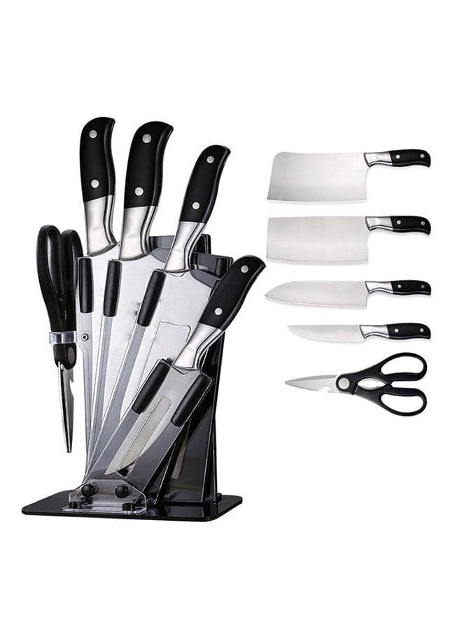 5-Piece Knives Set With Stand Stainless Steel
17X36X15cm Black/Silver 17X36X15cm