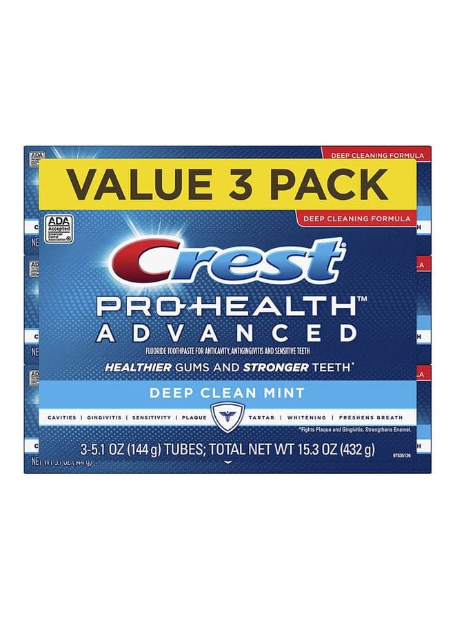 Pro Health Advanced Deep Clean Toothpaste Pack Of 3 Multicolour 432grams