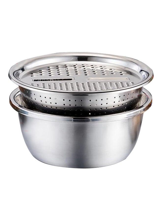 Multipurpose Basin Grater Bowl Silver