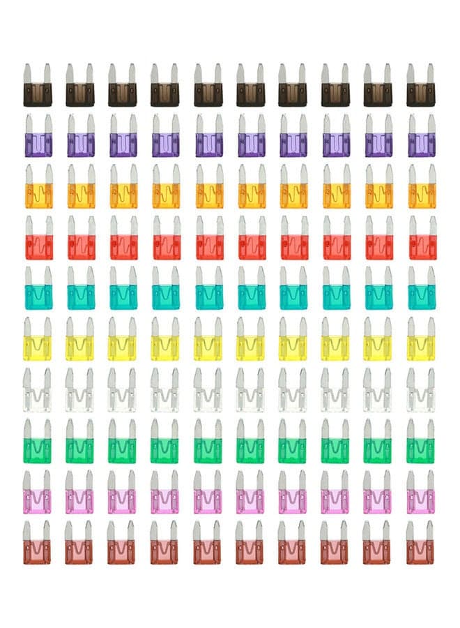 Pack Of 100 Motorcycle Mini Blade Fuses