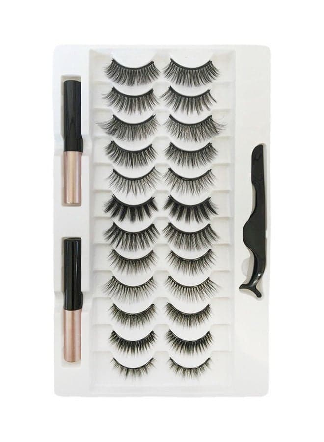 Pair Of 12 Magnetic Eyelashes Black