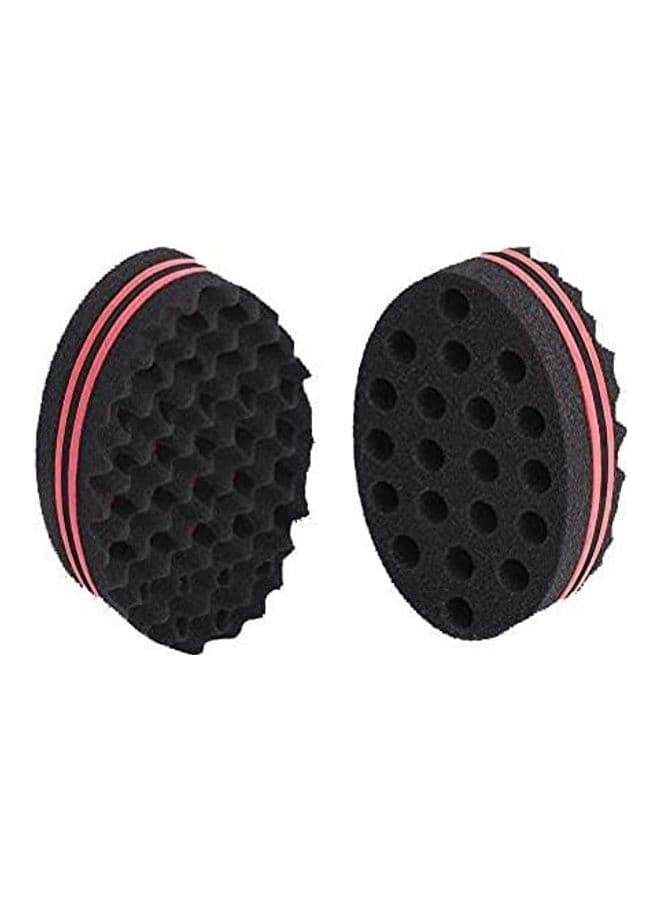 2-Piece Hair Curl Sponge Brush Set Blac/Pink