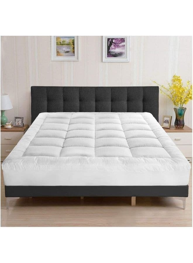 Lux Mattress Topper 10 cm Microfiber Filing With Rubber Corner Edges Cotton White 200x200cm