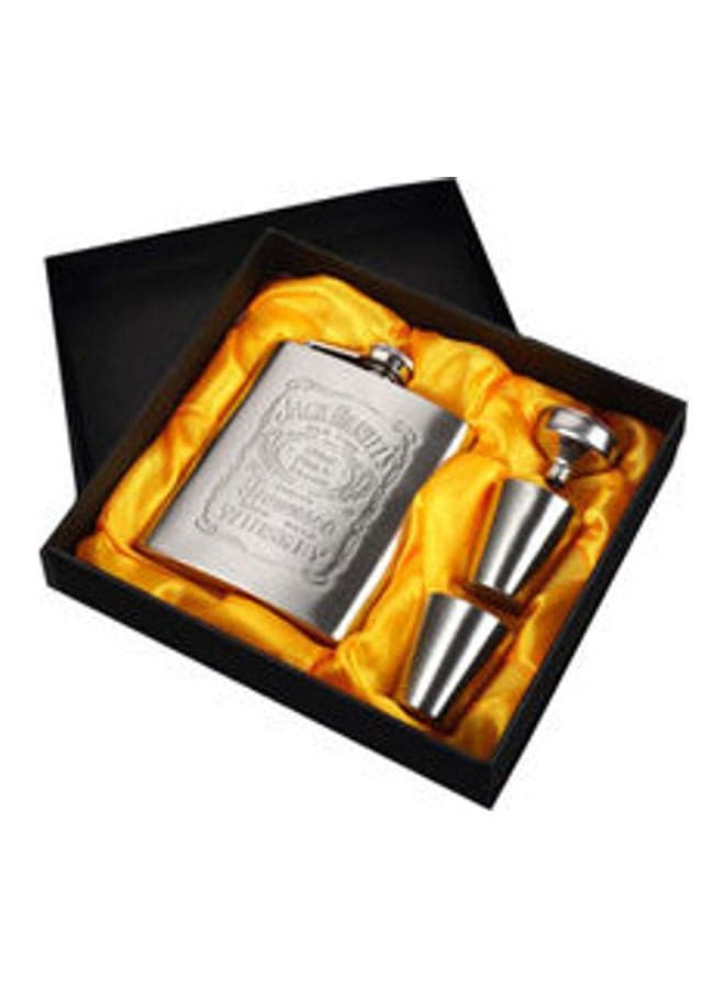 Stainless Steel Hip Flask Funnel And Shot Glass Set Silver