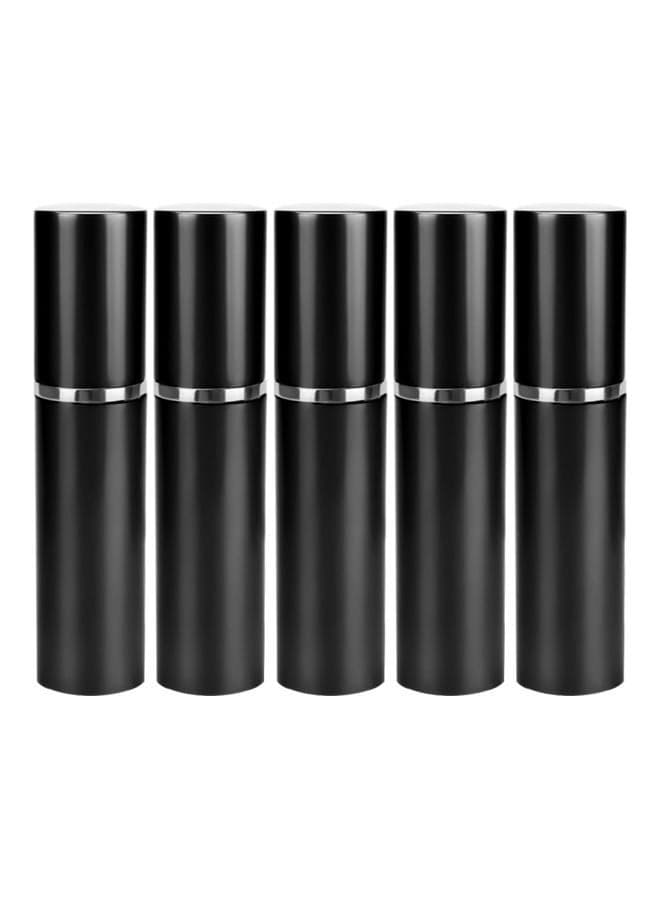 5-Piece Portable Refillable Mini Perfume Bottles Set Black/Silver