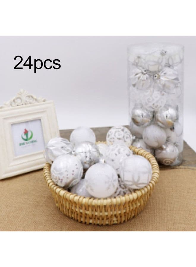 24-Piece Tree Decoration Ball Barrel Silver