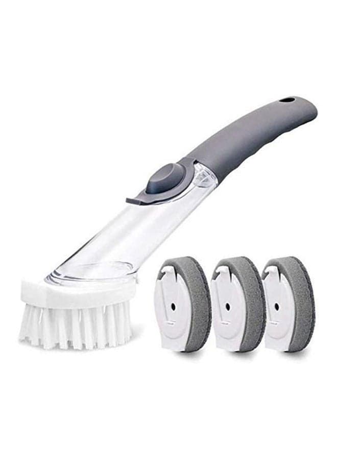 Dish Brush with Soap Dispenser Cleaning Scrub Brush with Long Handle, Kitchen Sink Brushes for Kitchen Grill Bowl Pot Pan Scrubbier with 3 Free Replacement Sponge Heads Multicolour