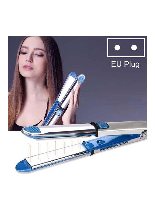 Titanium Hair Straighter Curler Iron Blue/Silver