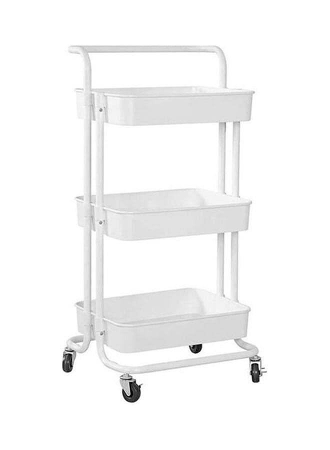 3-Tier Rolling Storage Cart White 87cm