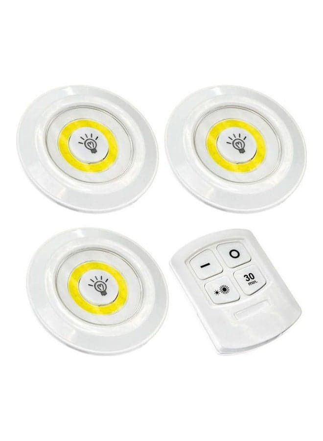 Set Of 3 Wireless Adjustable Led Brightness Lights With Remote Control Off white 20.9cm