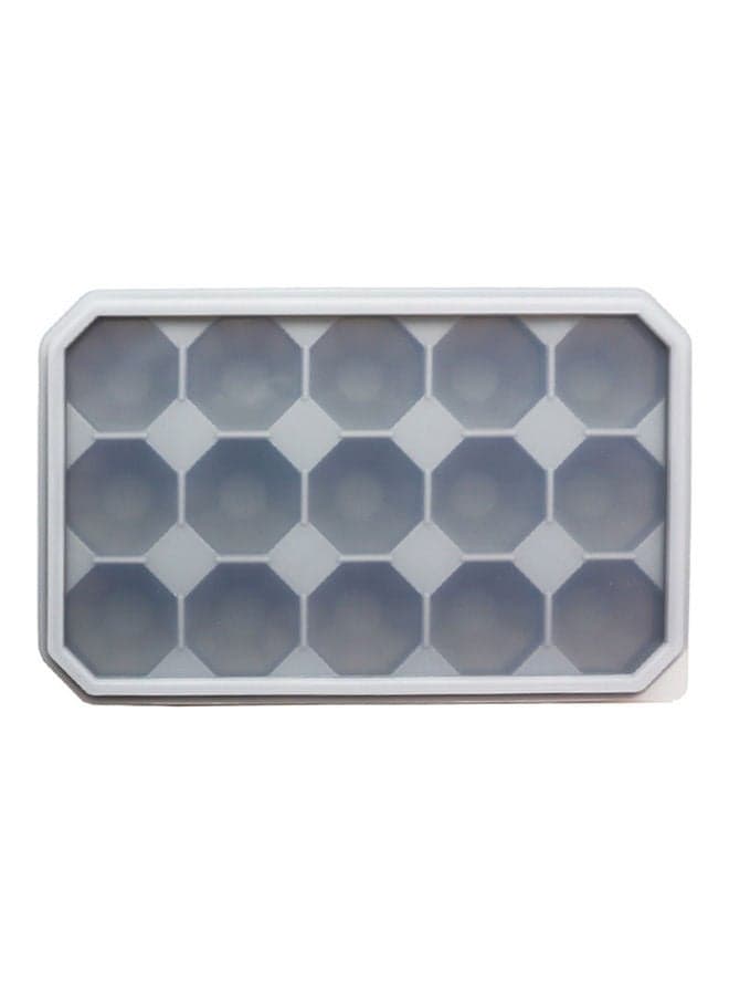 15-Cavity Diamond Shape Silicone Ice Cube Tray Mold Removable Lid Grey 21x13x4cm