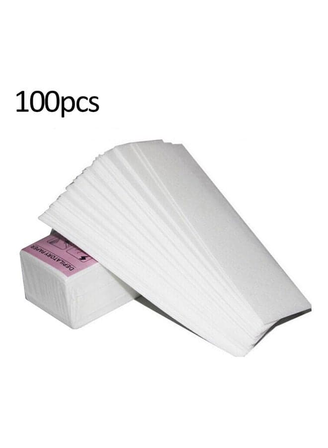 100-Piece Nonwoven Hair Removal Paper White 20x7x4.5cm