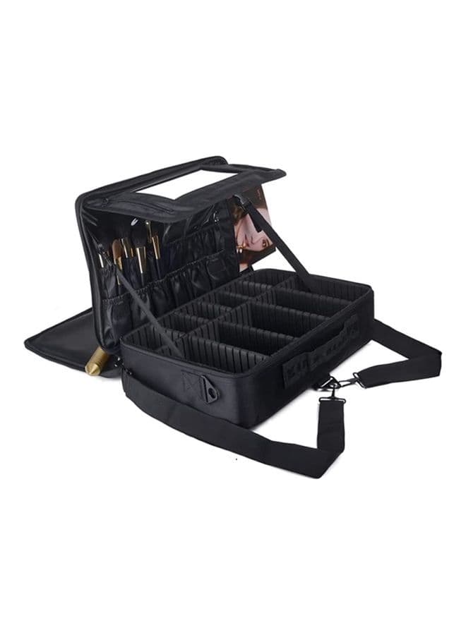 Professional Cosmetic Organizer Bag With Adjustable Division Black