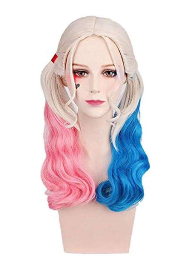 Harley Quinn Long Curly Hair Party Wig