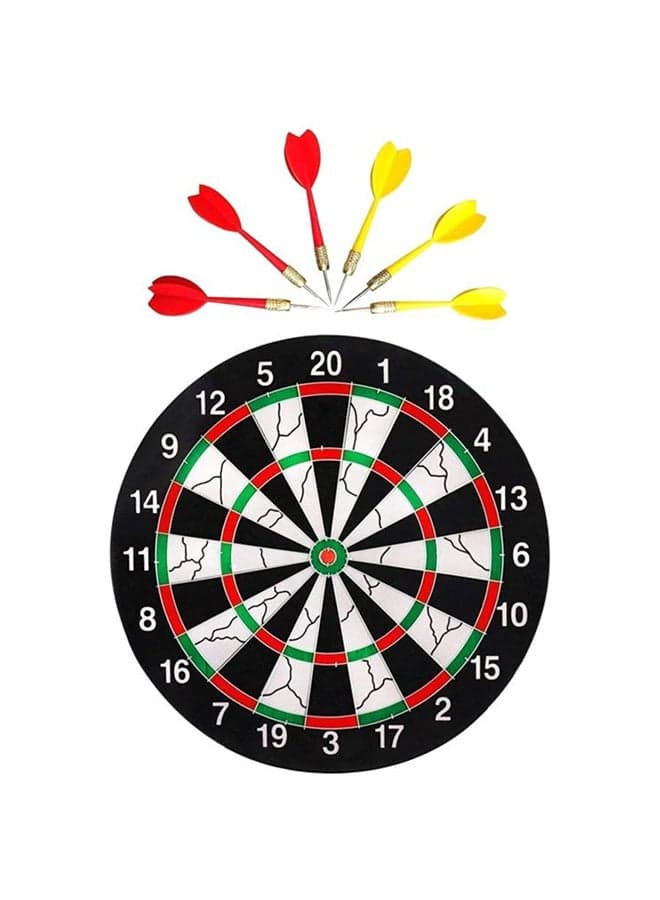 Wooden Double Faced Dart Board Game Set 17inch