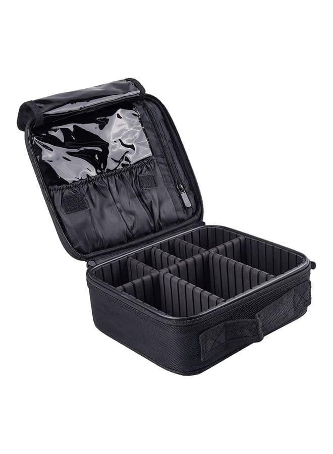 Professional Cosmetic Organizer Bag With Adjustable Division Black