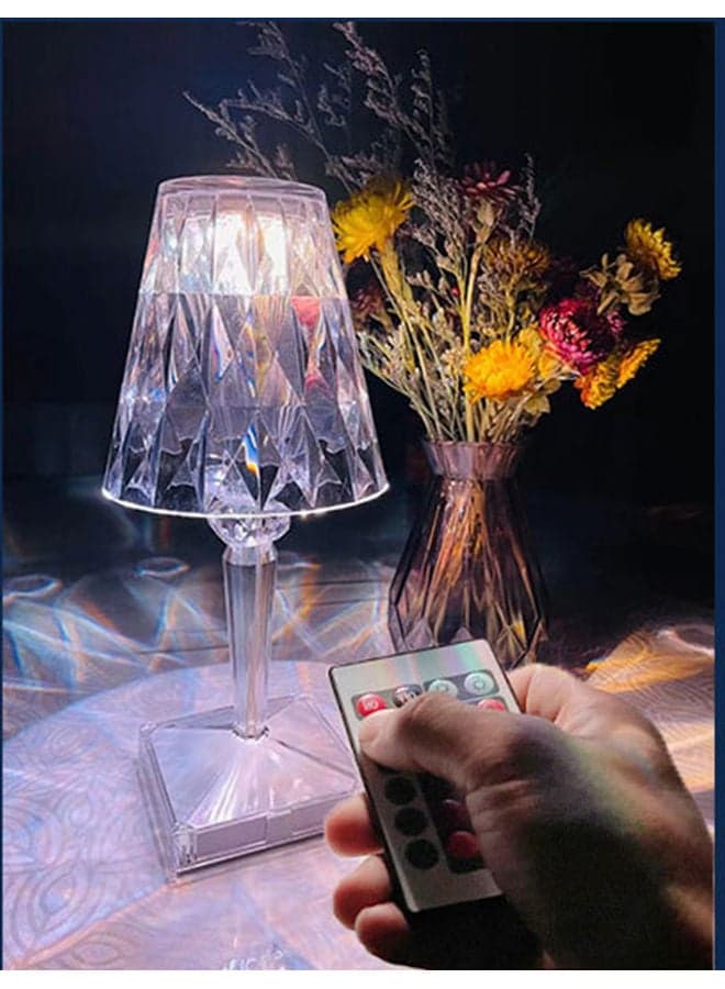 Acrylic Diamond Table Lamp Remote And Touching Control Multicolour 28.00X14.00X14.00cm