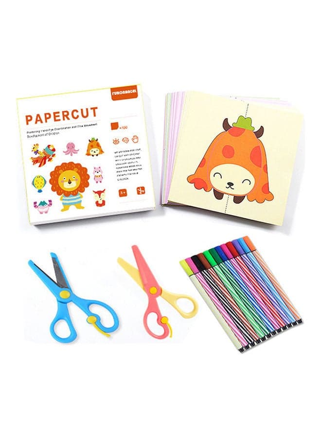 260-Piece DIY Paper Cutting Cartoon Hand Craft Toy Set 15.5X15.5X3cm