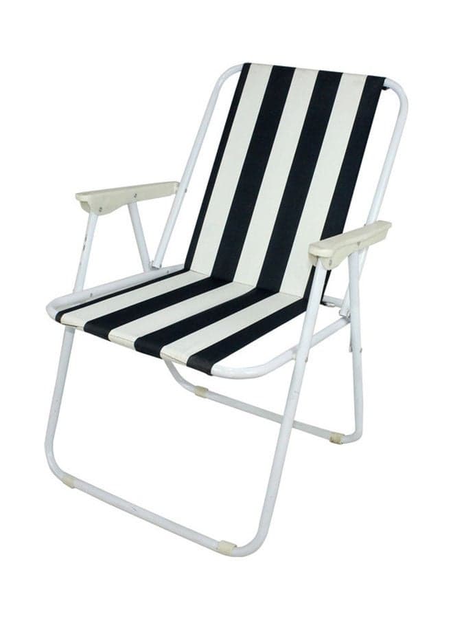 Patio Folding Stripe Chair White/Black 75x52cm