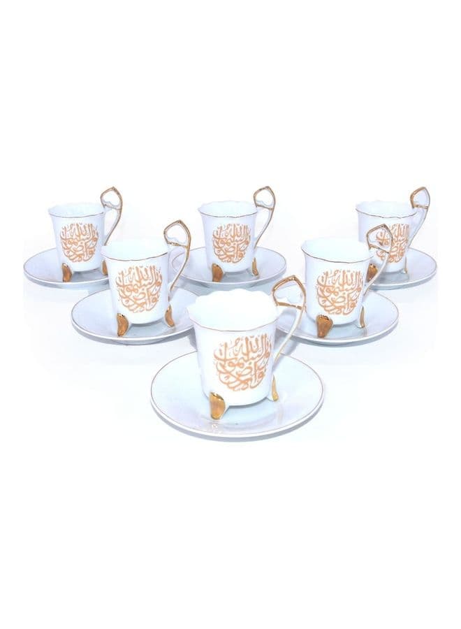 12-Piece Coffee Cup And Saucer Set White/Beige 30x7x30cm
