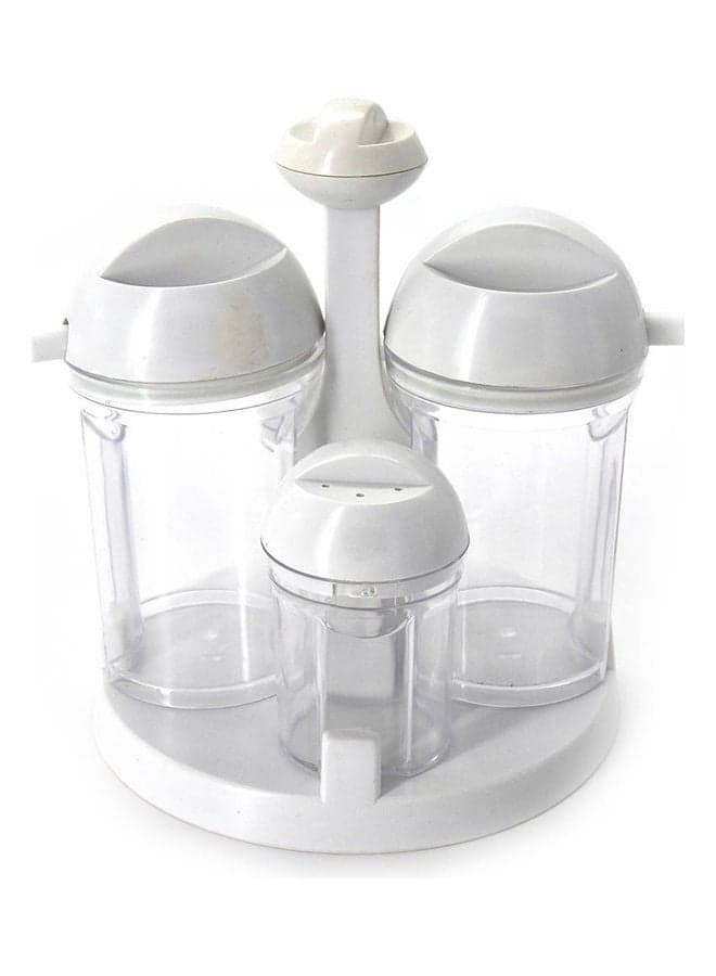 4-Piece Cruet Set Transparent/White 19 x 16 x 16cm