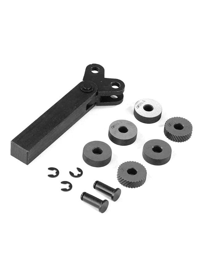 7-Piece Steel Dual Wheel Knurling Tool Set Black 11.00 X 2.00 X 4.00cm