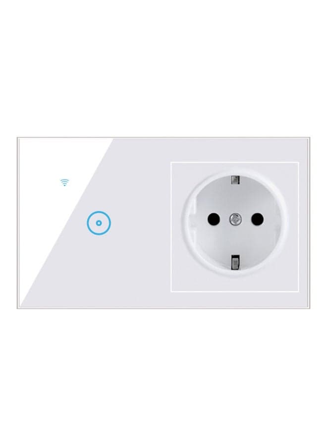 95-250V Wi-Fi Smart Wall Outlet with 1 Gang Touch Light Switch White 15.20 x 4.50 x 9.20cm