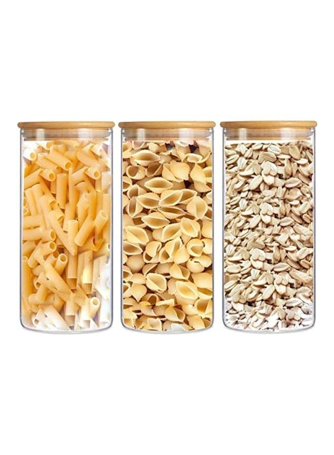 3Pcs- 900ML Borosilicate Round Glass Food Storage Jar Clear/Brown 900ml