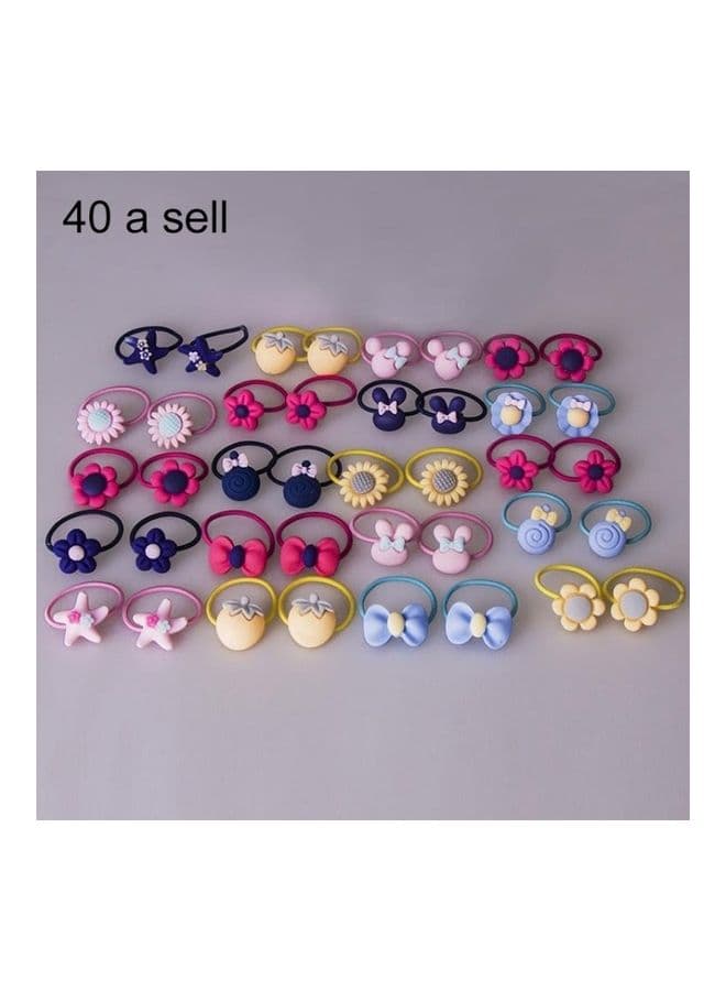 40-Piece Cute Lovely Girls Kids Rubber Band Hair Multicolour