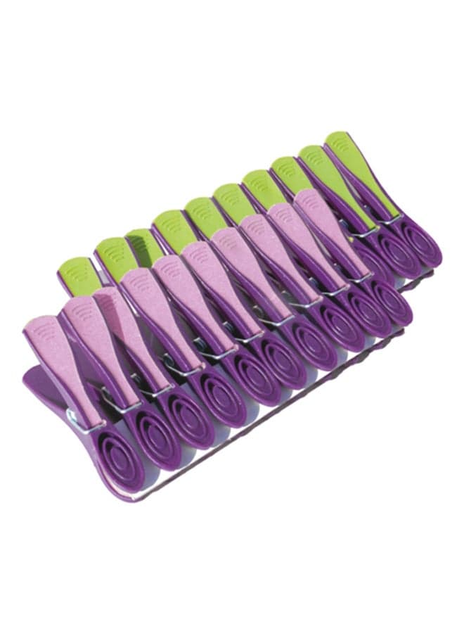 10-Piece Cloth Peg Set Purple/Green 1.1x2.7x0.6cm
