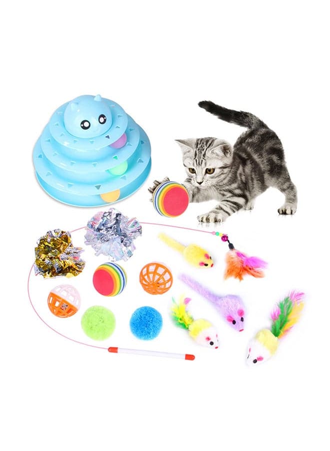 14 Pieces Plush Mouse Pet Toy Set Multicolour 24x24x7.5cm