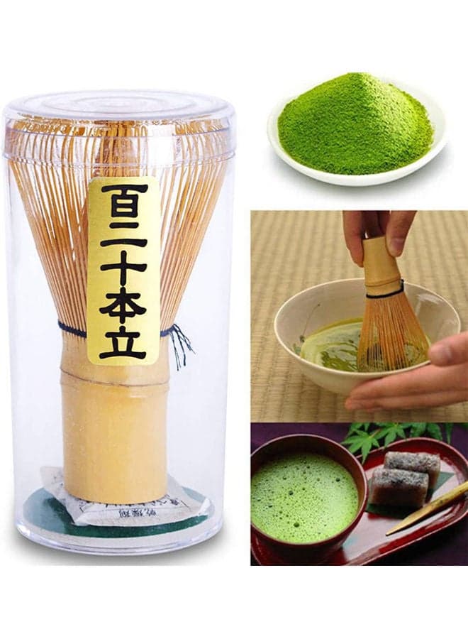 120 Prong Golden Bamboo Matcha Stirrer Beige 11x6x6cm