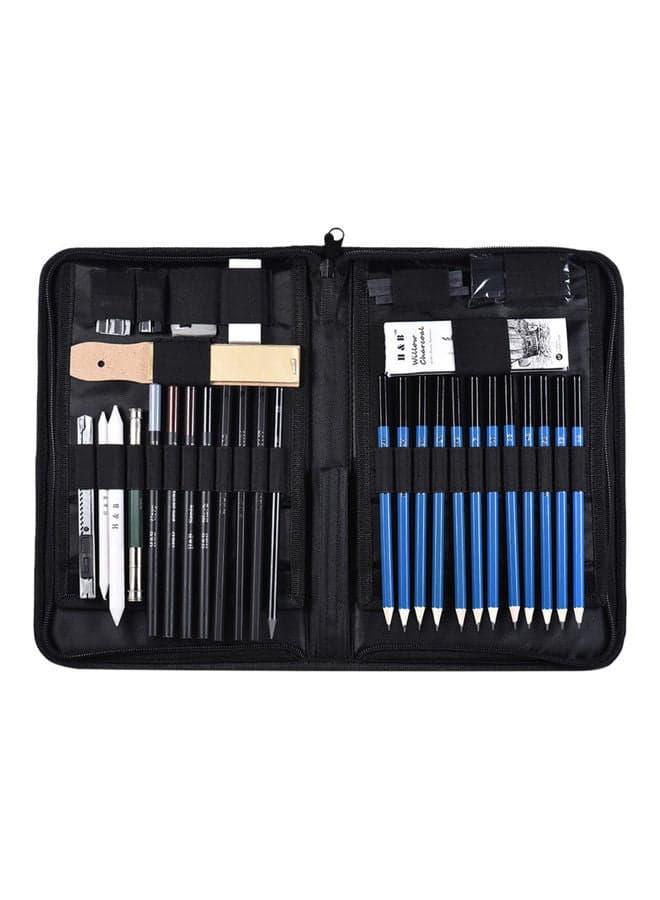 40 Piece Professional Drawing Pencils Kit Black
