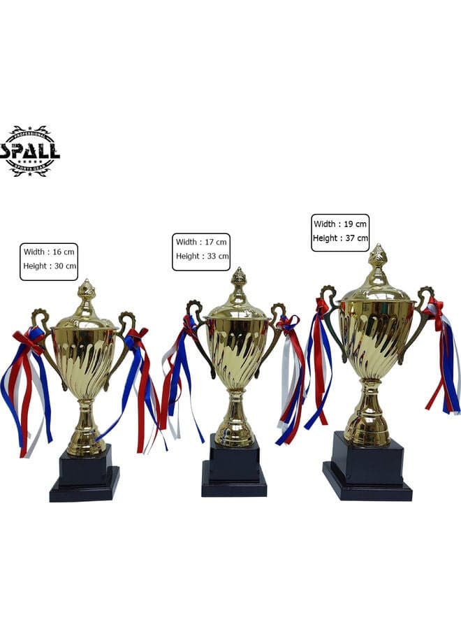 3 Piece Trophy Set Gold 37cm