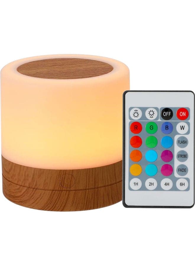 Desktop LED Colourful Bedroom Bedside USB Touching RGB Night Lamp with Remote-Controller White 9.2 x 7.7 x 8.4cm
