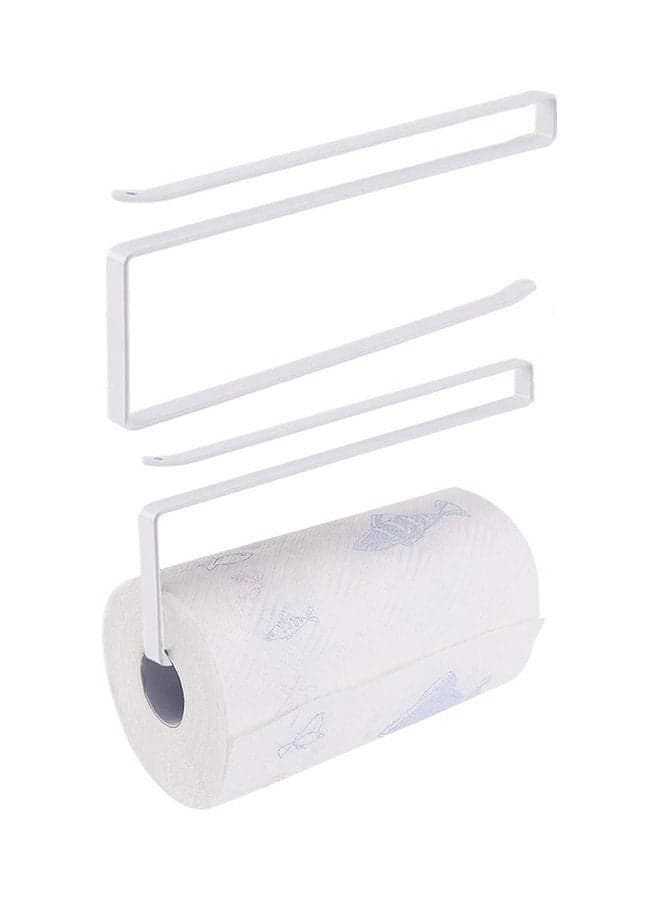 Under Cabinet Roll Paper Dispenser Towel Holder Storage Rack for Kitchen White 27x10x4cm