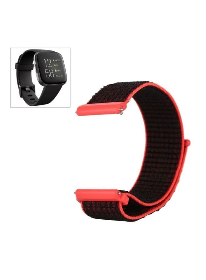 Nylon Replacement Band For Fitbit Versa/Versa 2 Black/Red