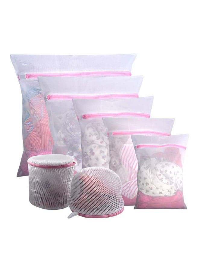 7-Piece Reusable Mesh Net Zipper Laundry Bag Set Clear