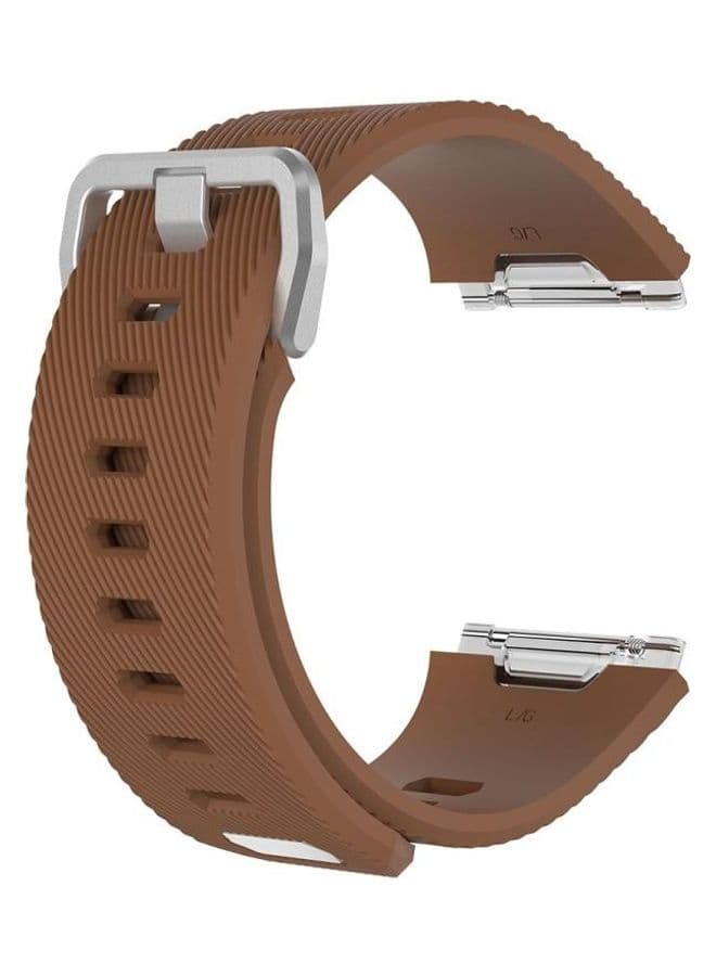 Twill Texture Silicone Replacement Wrist Strap Watchband with Buckle For Fitbit Ionic Brown