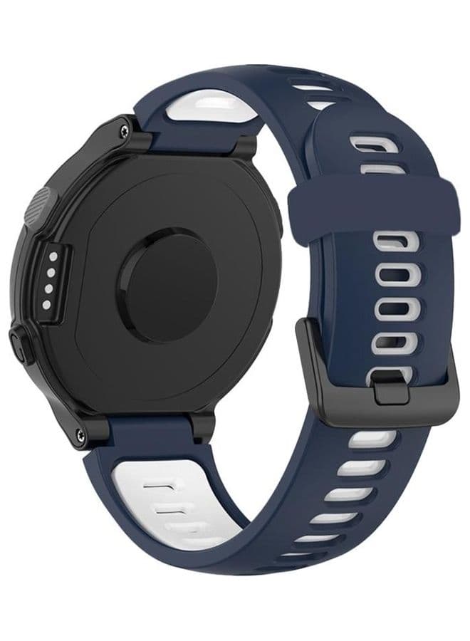Two-Tone Silicone Replacement Band For Garmin Forerunner 220/230/235/620/630/735XT Blue/White